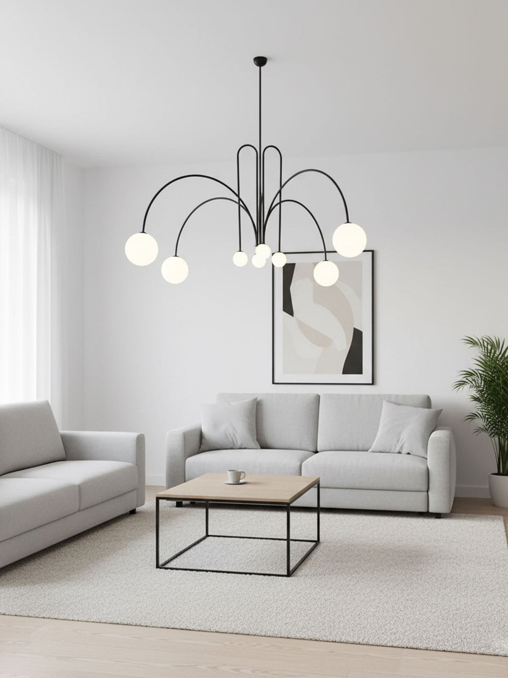 Lustre moderne Ejnar en Métal, Verre Noir