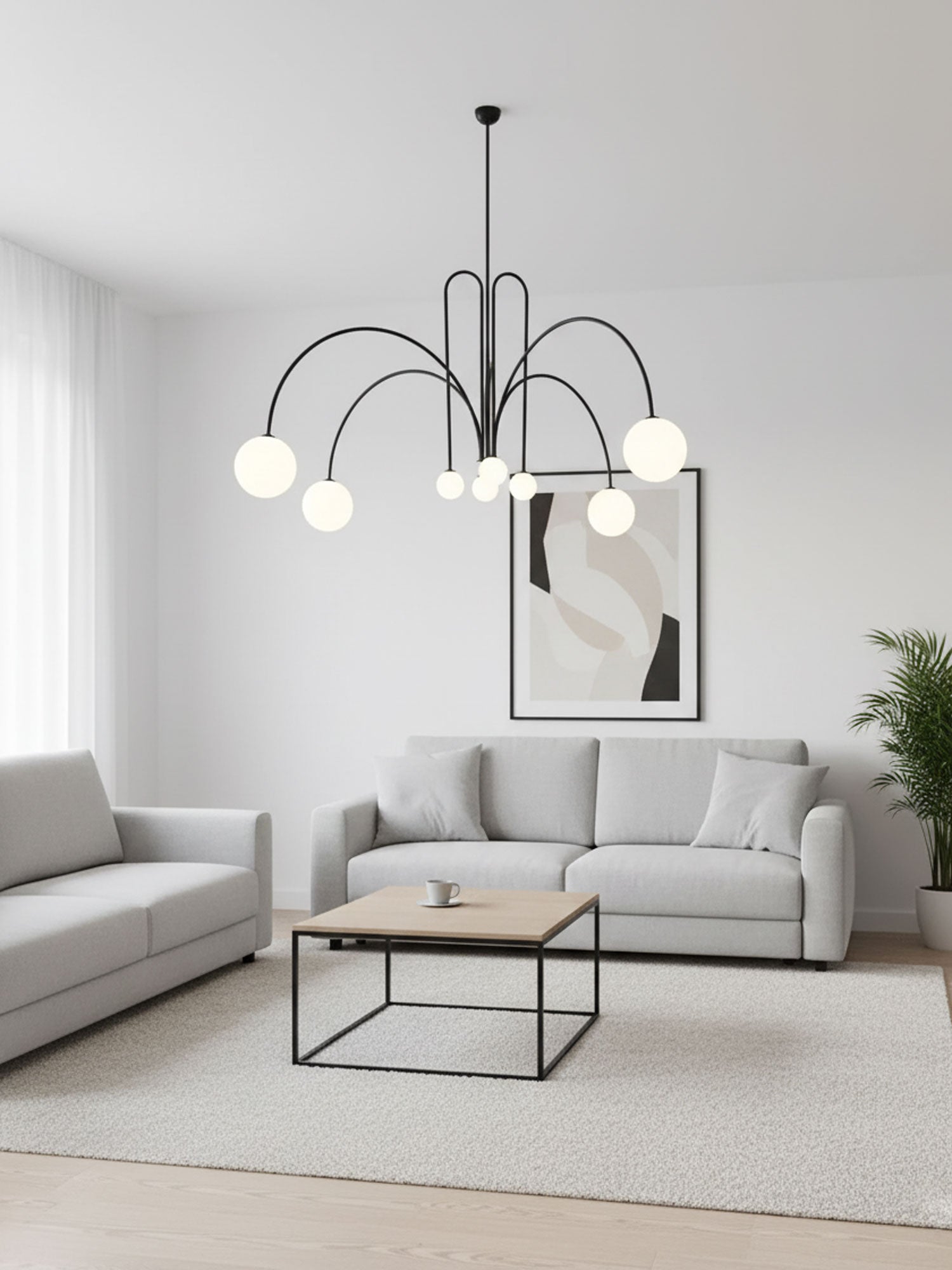 Lustre moderne Ejnar en Métal, Verre Noir