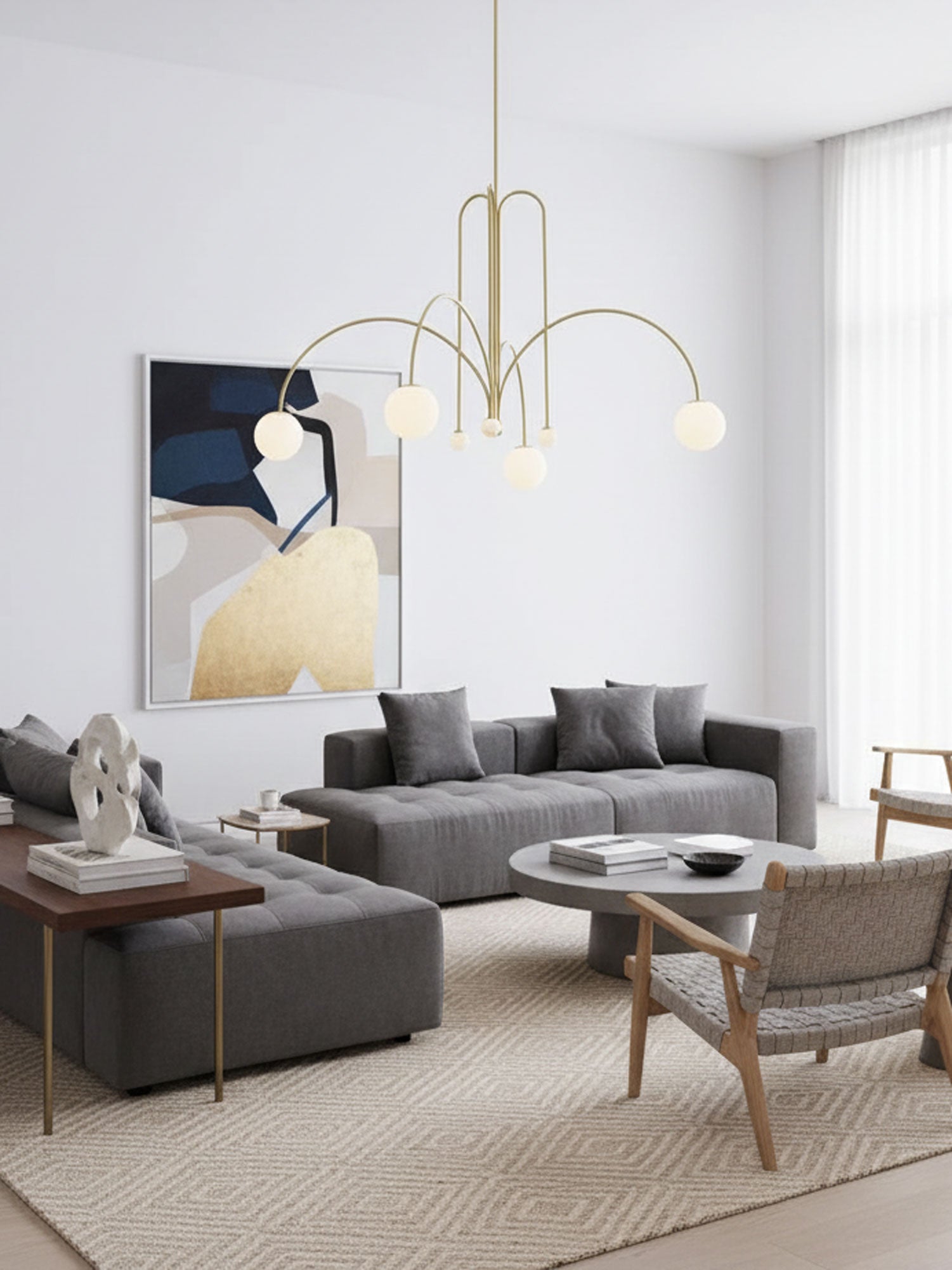 Lustre moderne Ejnar en Métal, Verre Cuivre plaqué