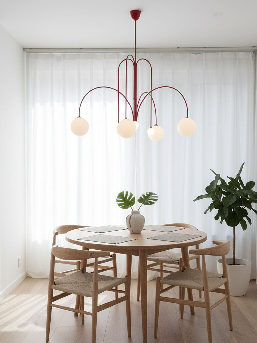 Lustre moderne Ejnar en Métal, Verre Nickel