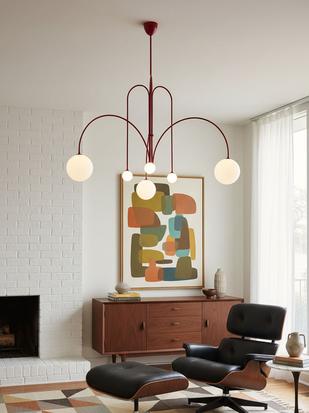 Lustre moderne Ejnar en Métal, Verre Nickel