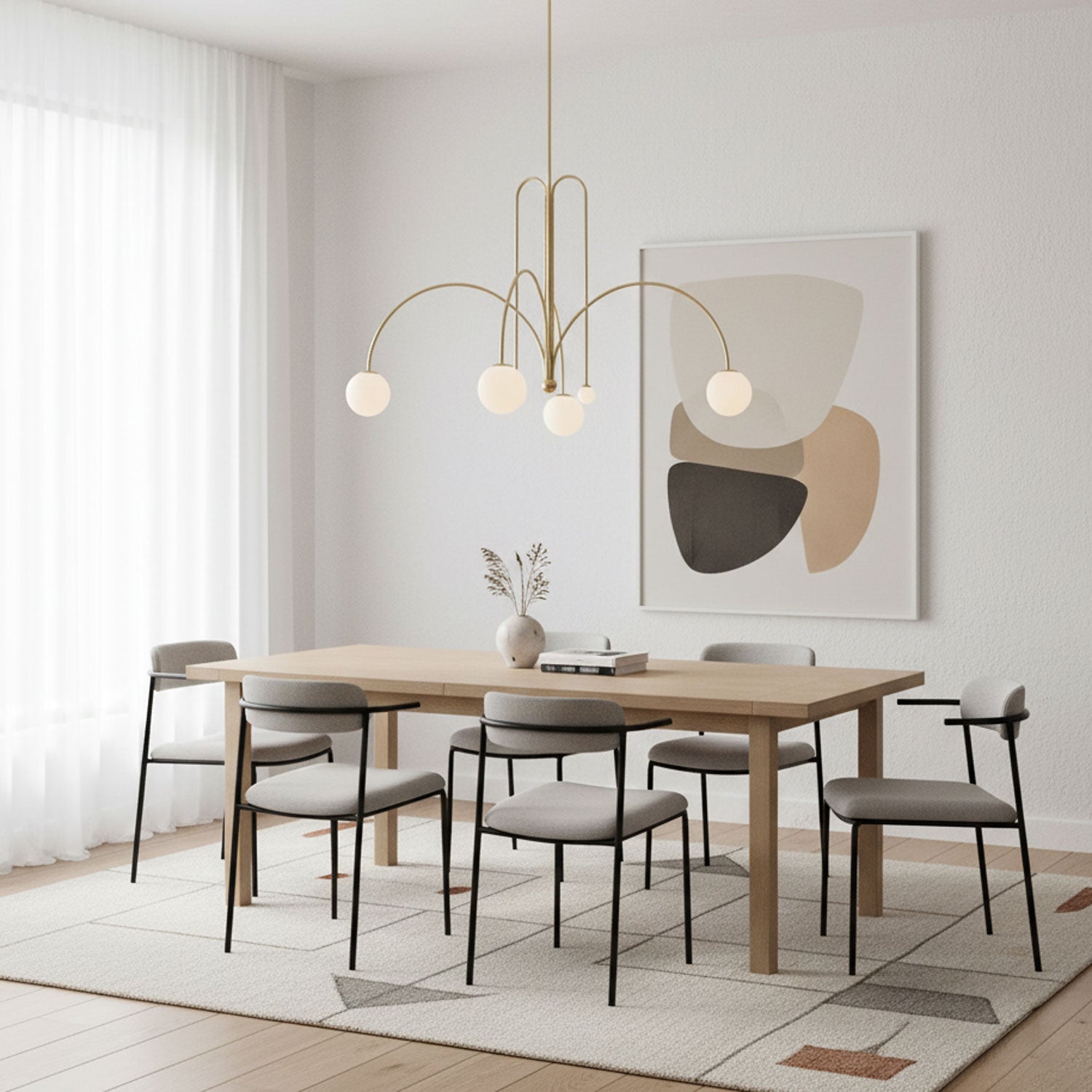 Lustre moderne Ejnar en Métal, Verre Nickel