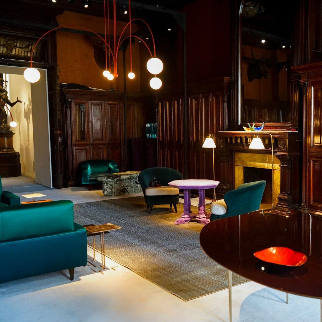 Lustre moderne Ejnar en Métal, Verre bordeaux