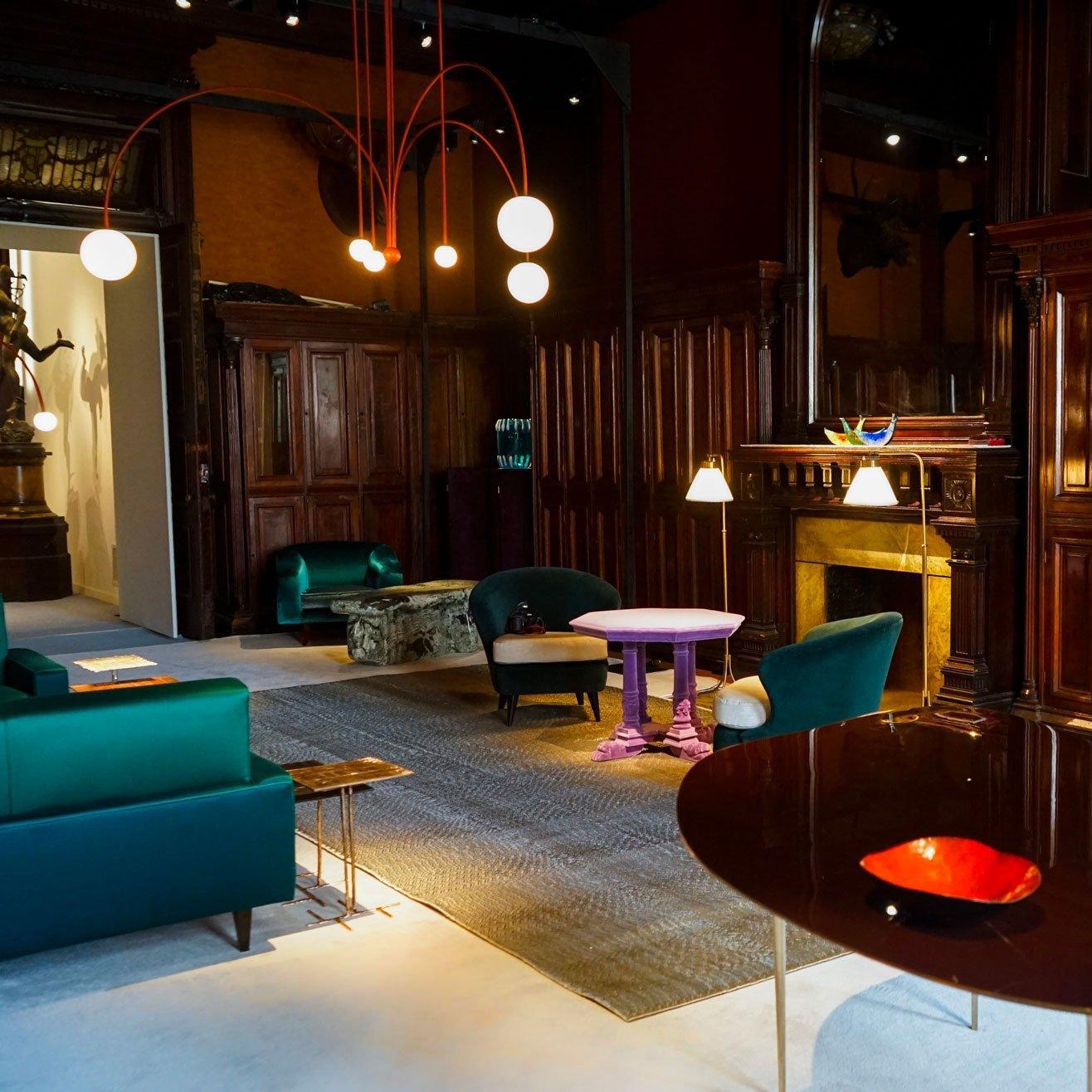 Lustre moderne Ejnar en Métal, Verre bordeaux