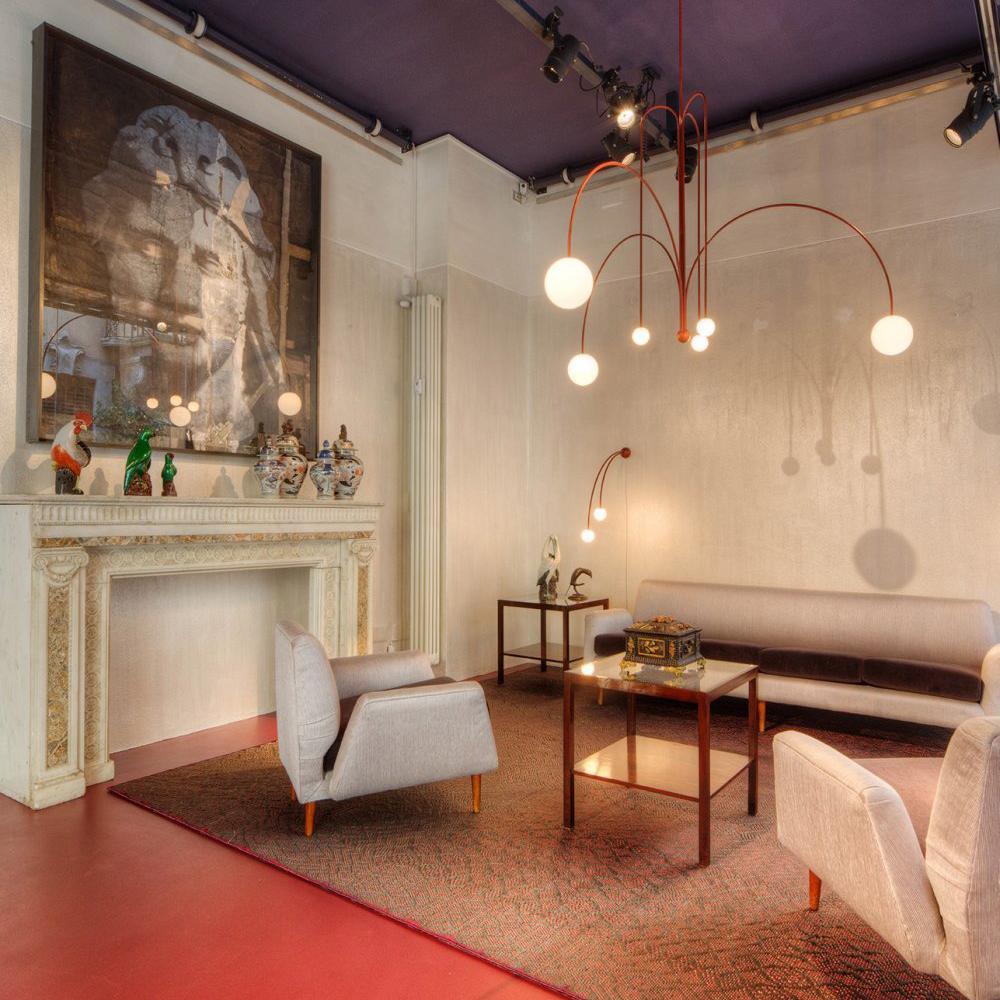 Lustre moderne Ejnar en Métal, Verre bordeaux