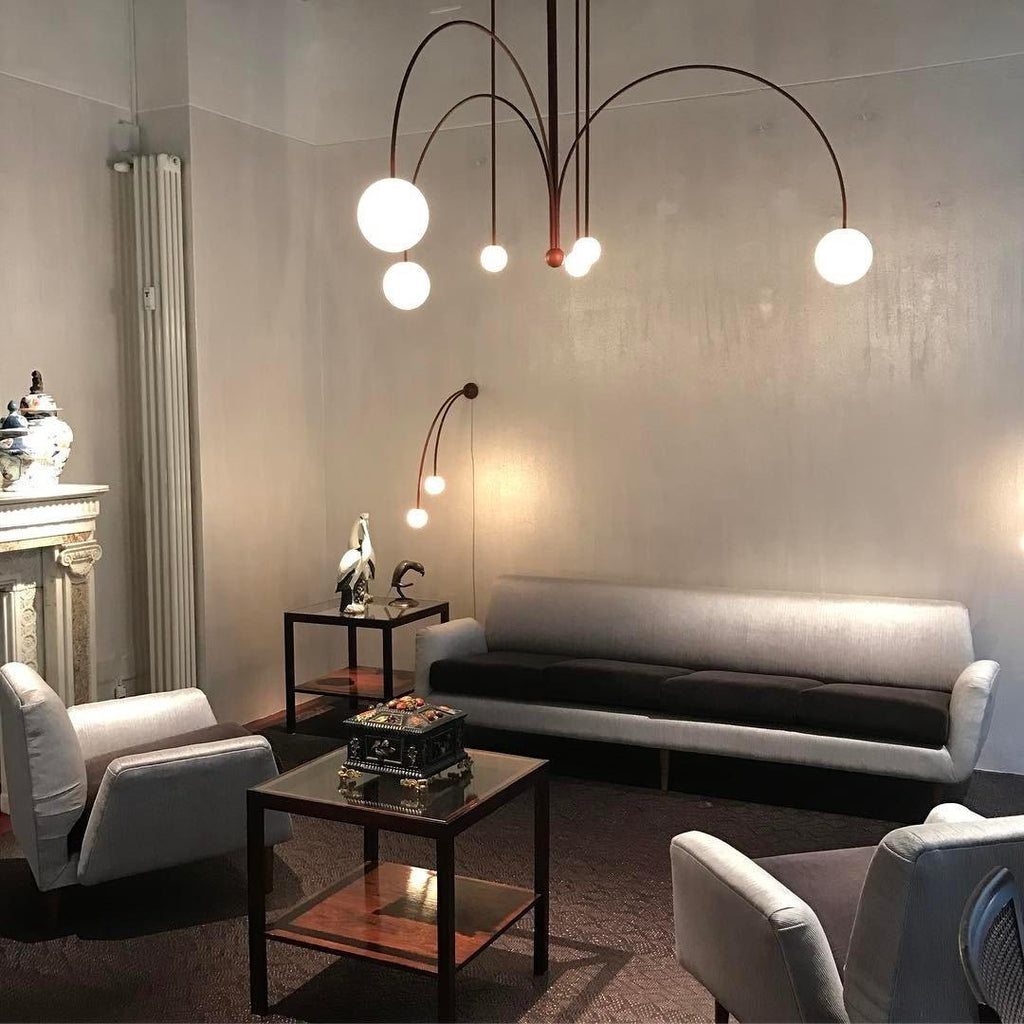 Lustre moderne Ejnar en Métal, Verre Cuivre plaqué