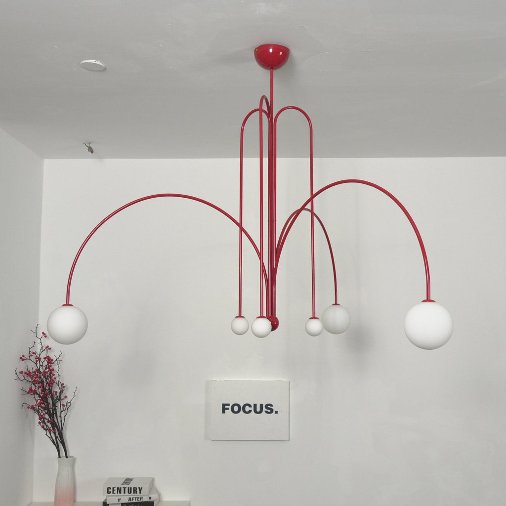 Lustre moderne Ejnar en Métal, Verre bordeaux