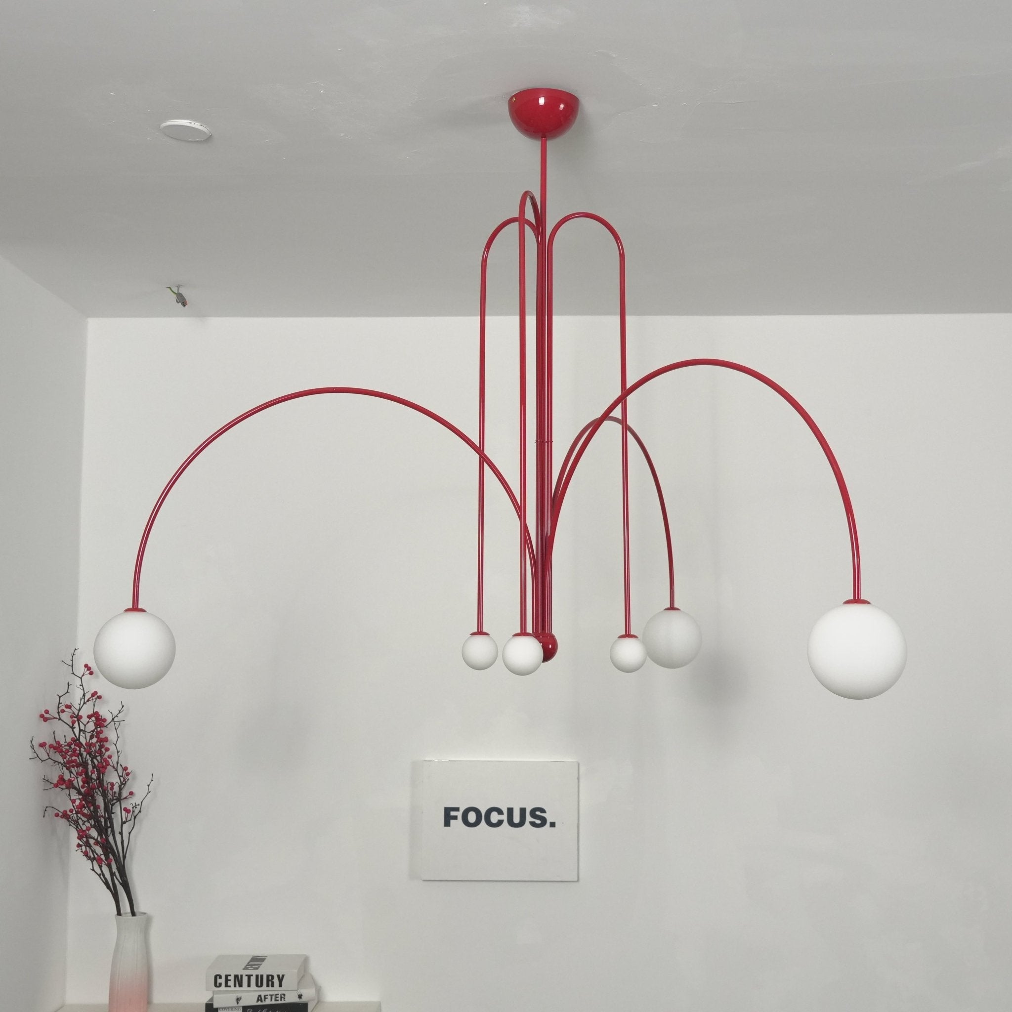 Lustre moderne Ejnar en Métal, Verre bordeaux