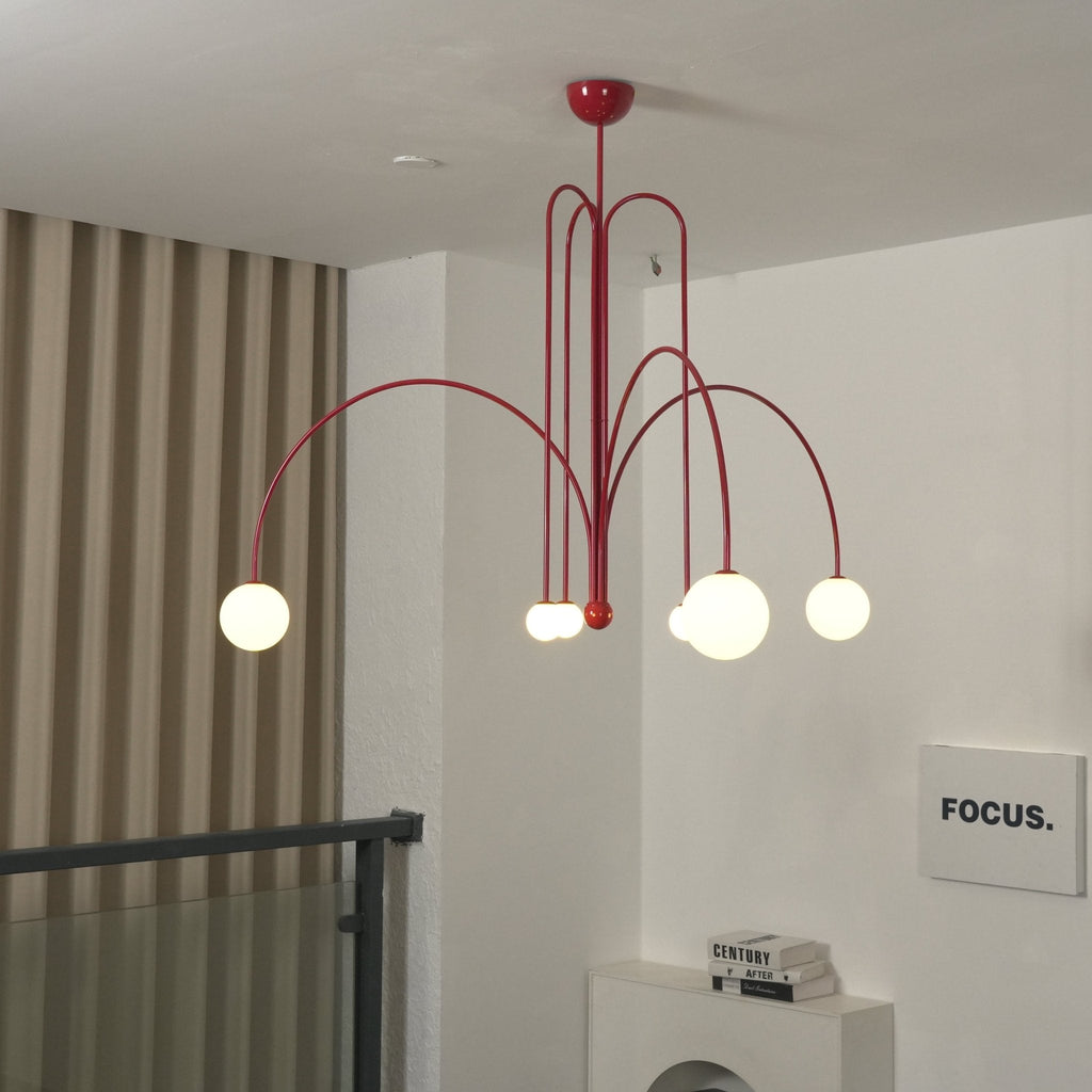 Lustre moderne Ejnar en Métal, Verre bordeaux