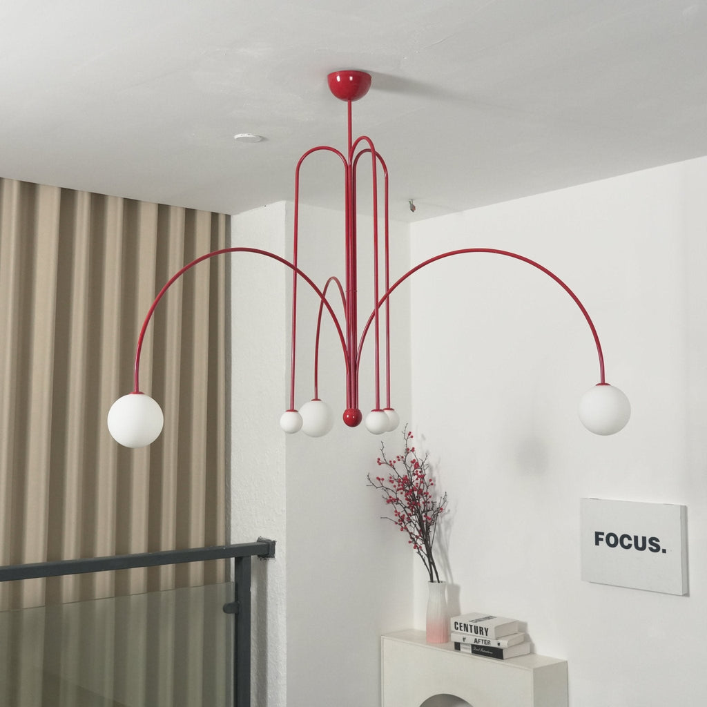 Lustre moderne Ejnar en Métal, Verre bordeaux