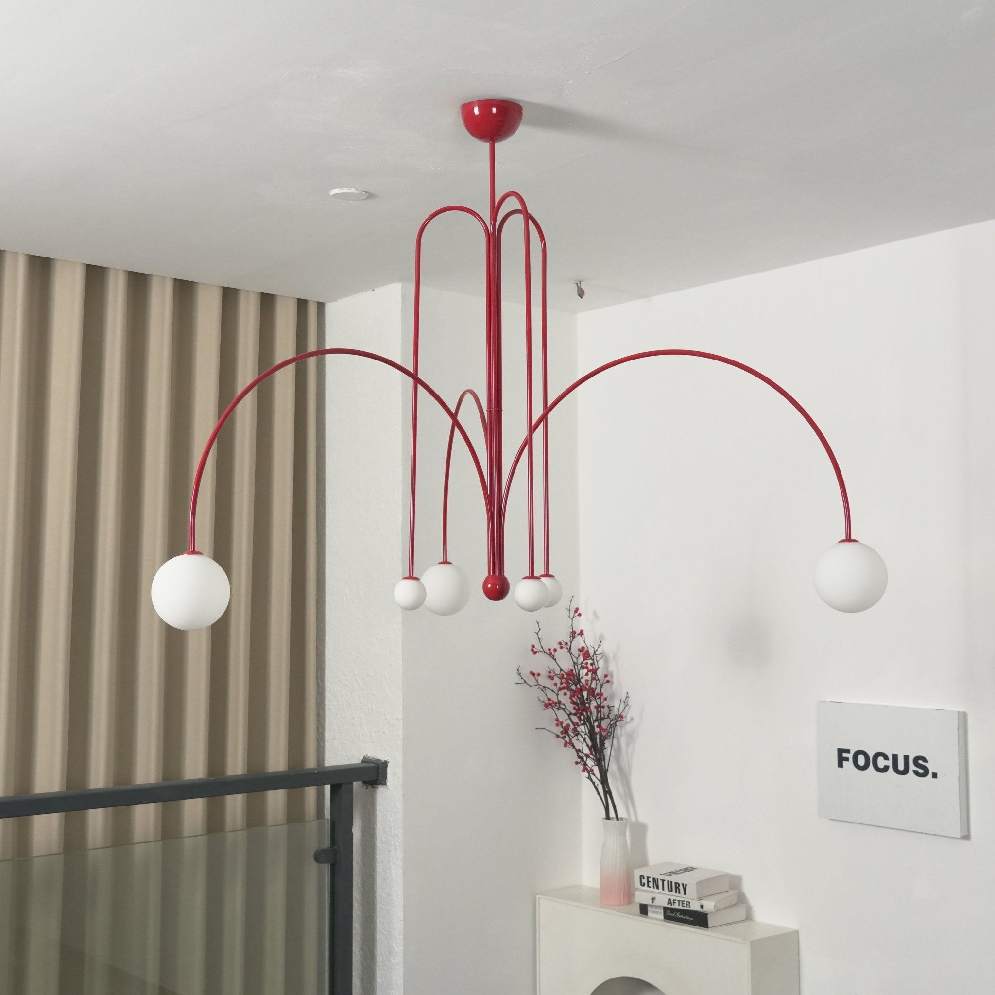 Lustre moderne Ejnar en Métal, Verre bordeaux