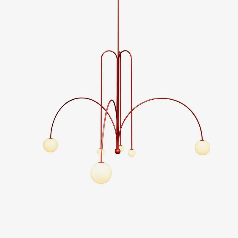 Ejnar Modern Chandelier in Metal & Glass – Burgundy