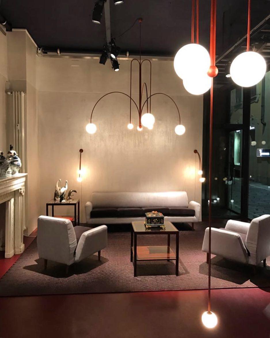 Lustre moderne Ejnar en Métal, Verre bordeaux