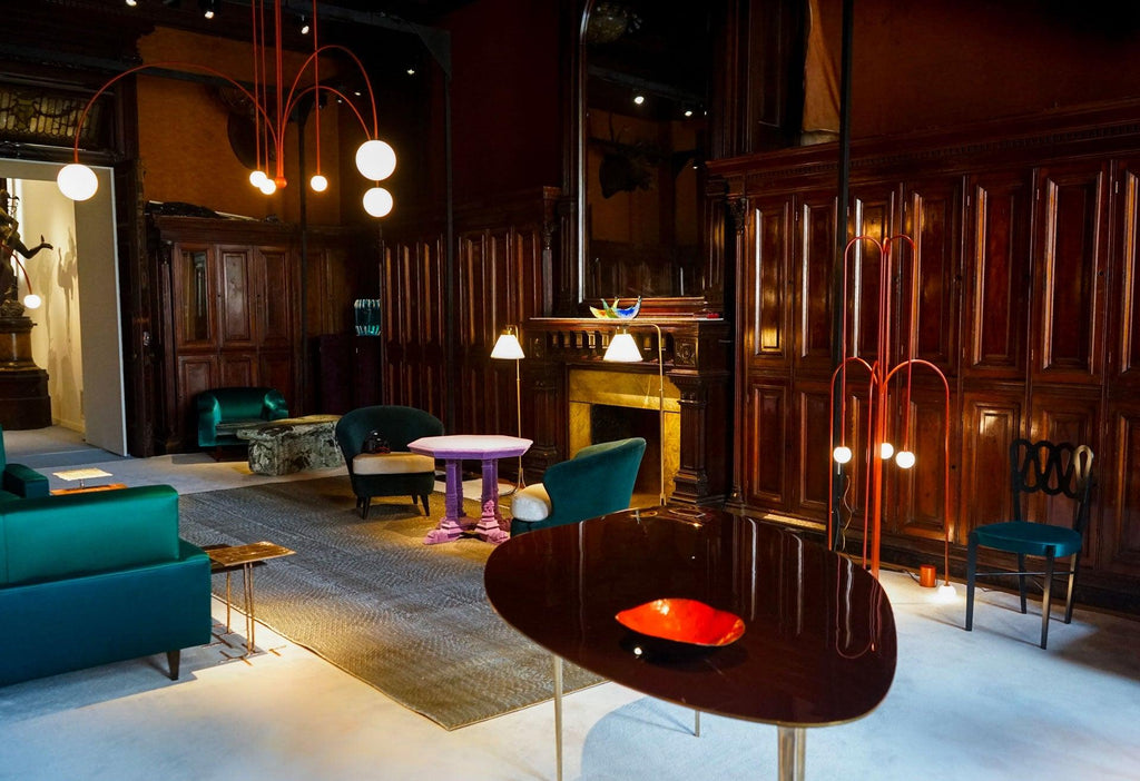 Lustre moderne Ejnar en Métal, Verre bordeaux