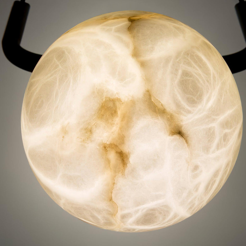 Lampe à poser moderne Walker en Noir et albâtre blanc