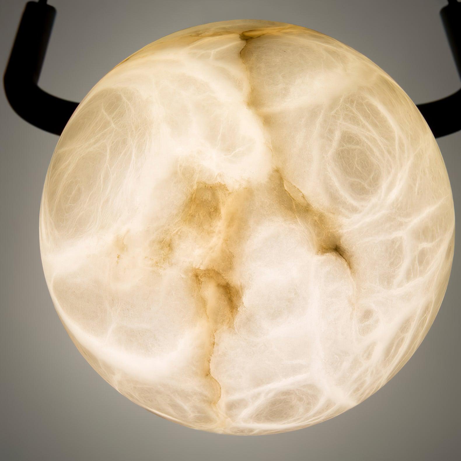 Lampe à poser moderne Walker en Noir et albâtre blanc