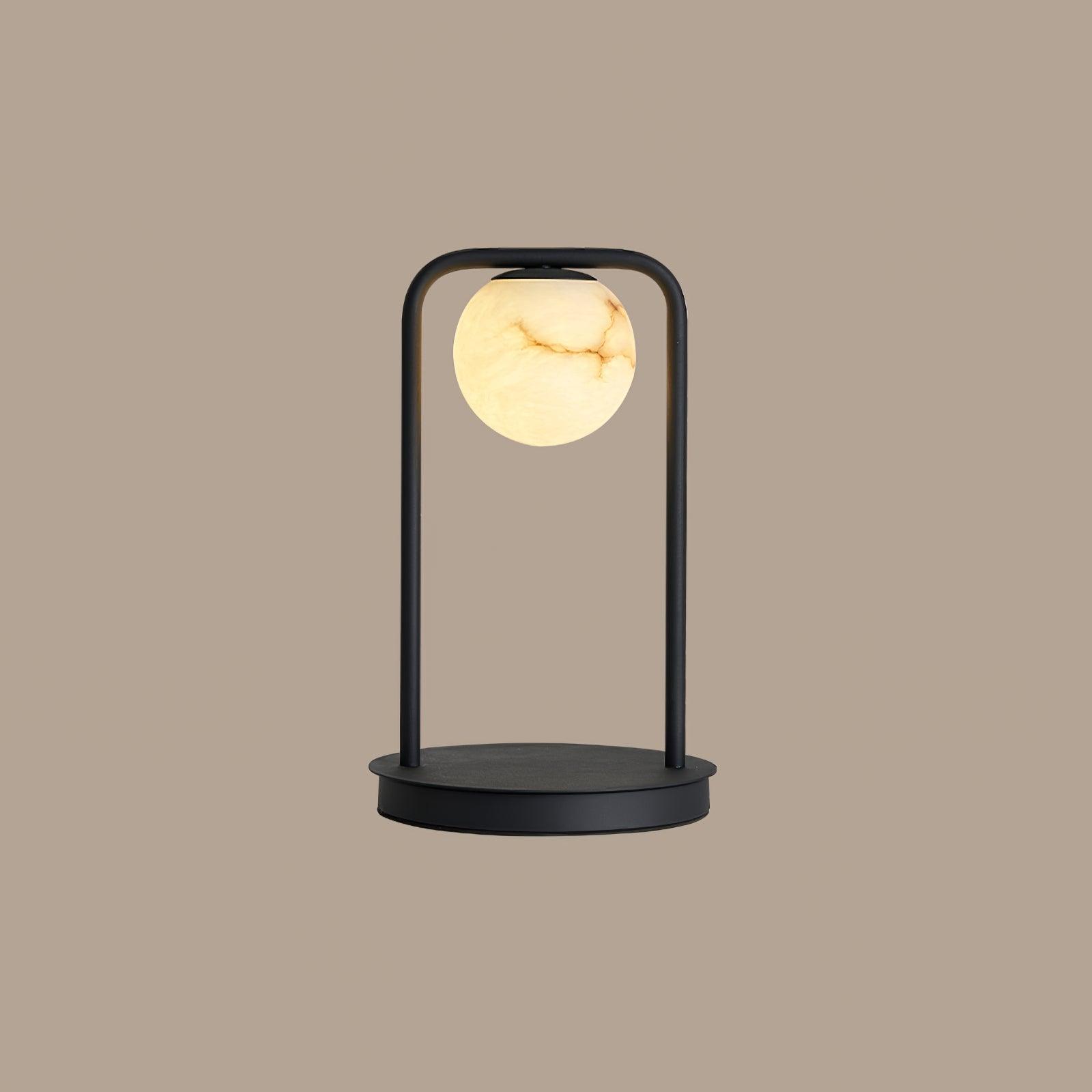 Lampe à poser moderne Walker en Noir et albâtre blanc