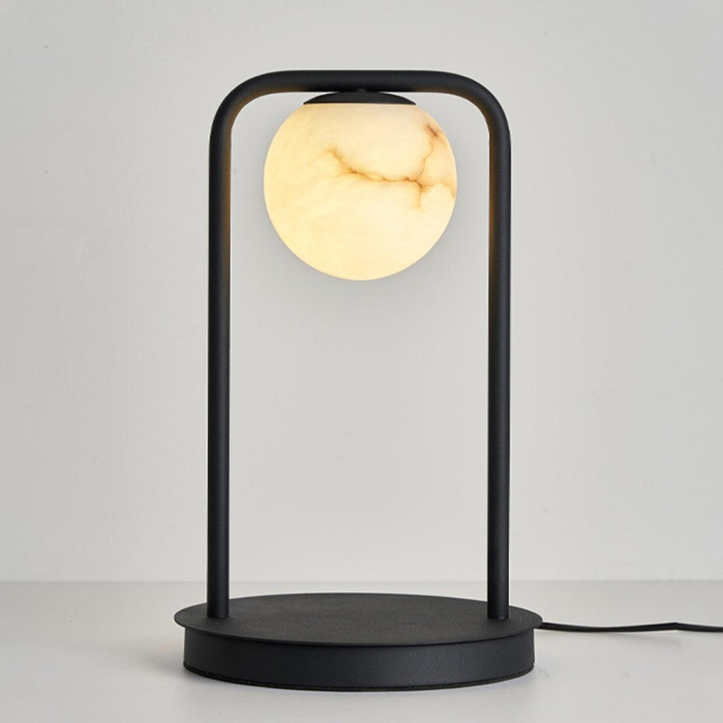 Lampe à poser moderne Walker en Noir et albâtre blanc