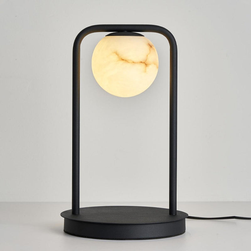 Lampe à poser moderne Walker en Noir et albâtre blanc