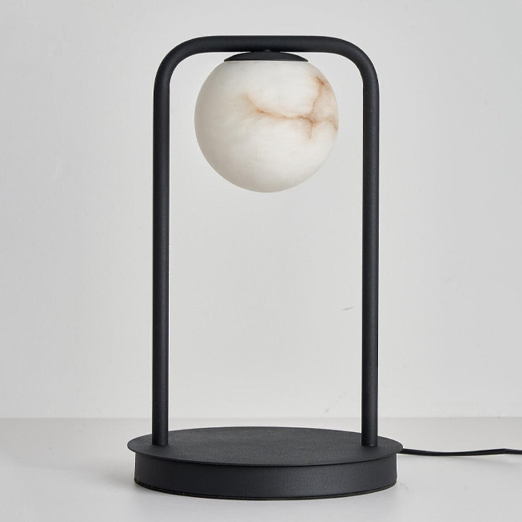 Lampe à poser moderne Walker en Noir et albâtre blanc