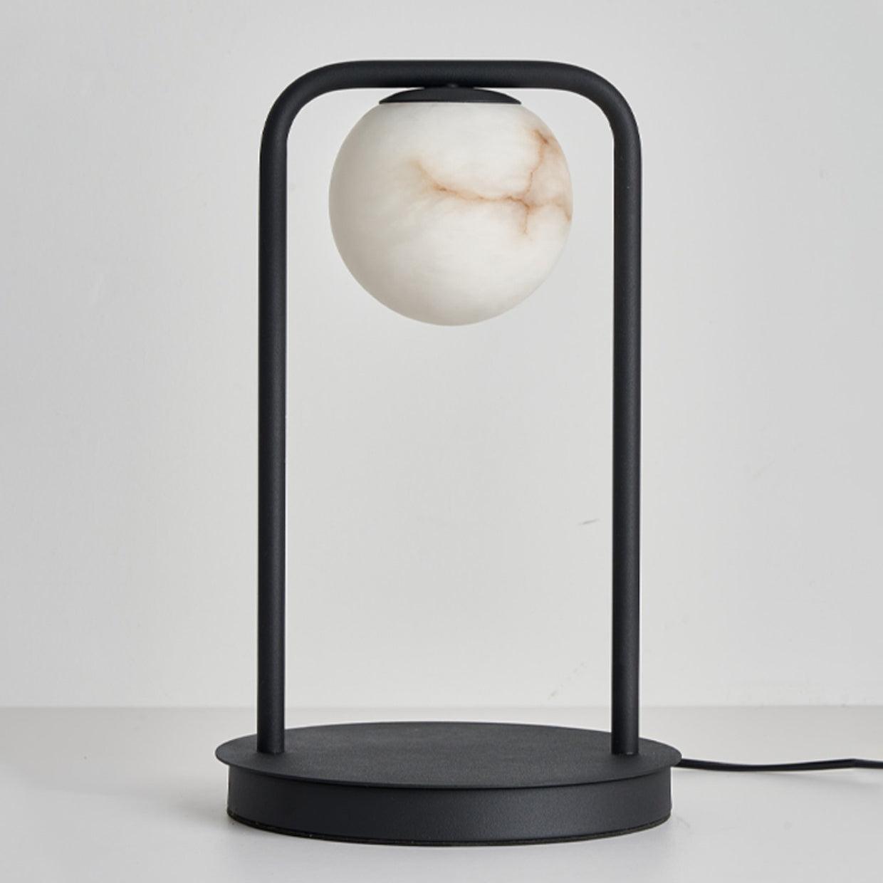 Lampe à poser moderne Walker en Noir et albâtre blanc