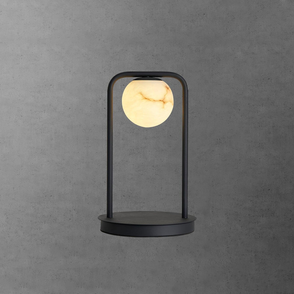 Lampe à poser moderne Walker en Noir et albâtre blanc