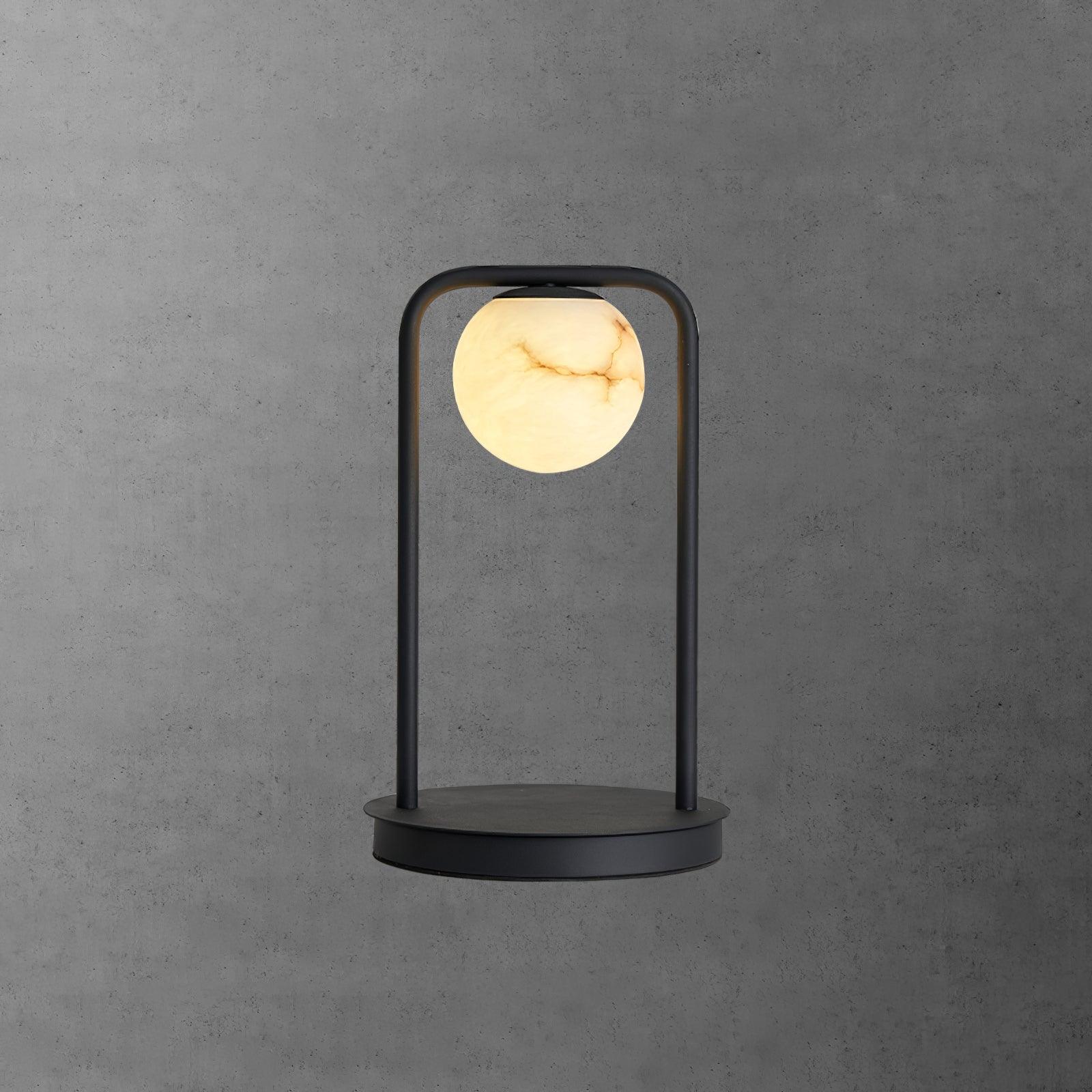 Lampe à poser moderne Walker en Noir et albâtre blanc