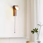 Applique murale moderne Haagen en Noyer bois et travertin jaune