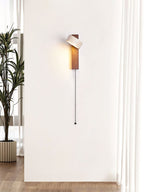 Applique murale moderne Haagen en Noyer bois et travertin jaune