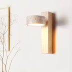 Applique murale moderne Haagen en Noyer bois et travertin jaune