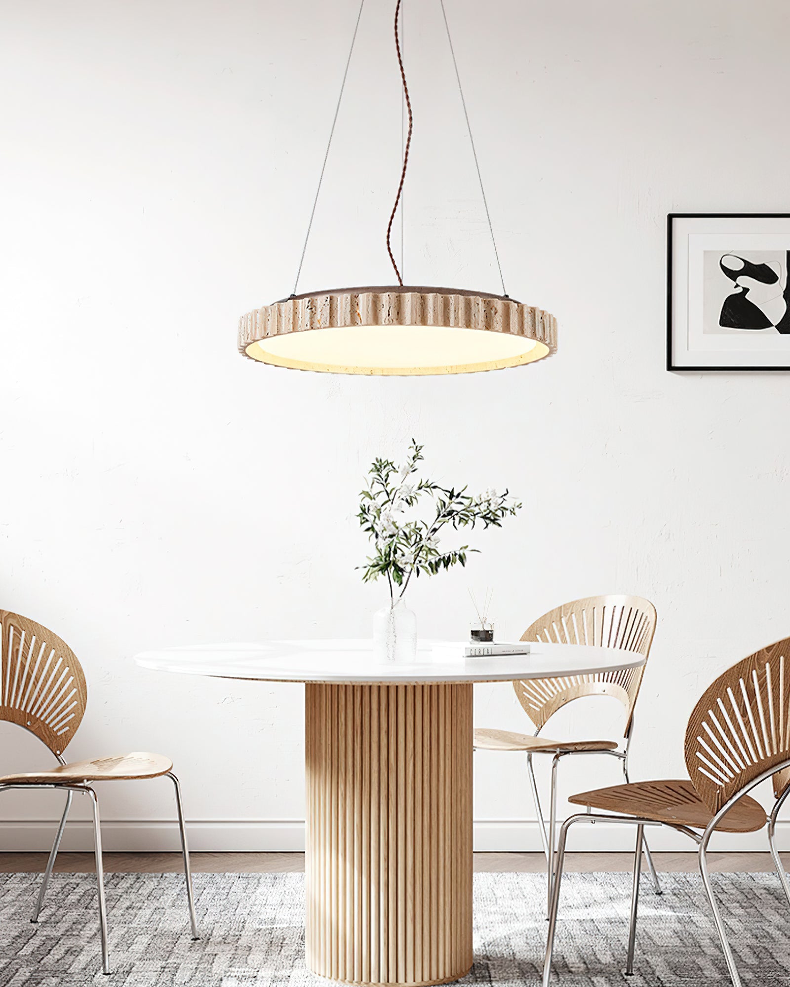 Suspension moderne Marsden en Travertin jaune et blanc
