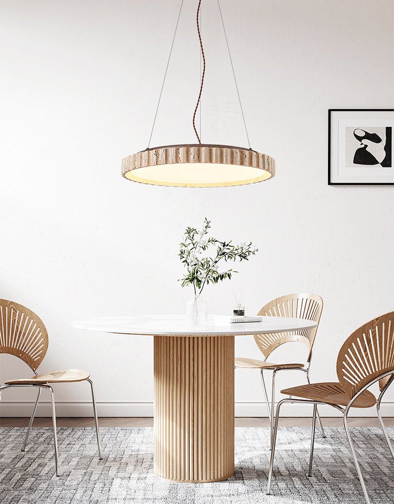 Suspension moderne Marsden en Travertin jaune et blanc