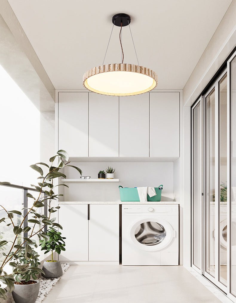 Suspension moderne Marsden en Travertin jaune et blanc
