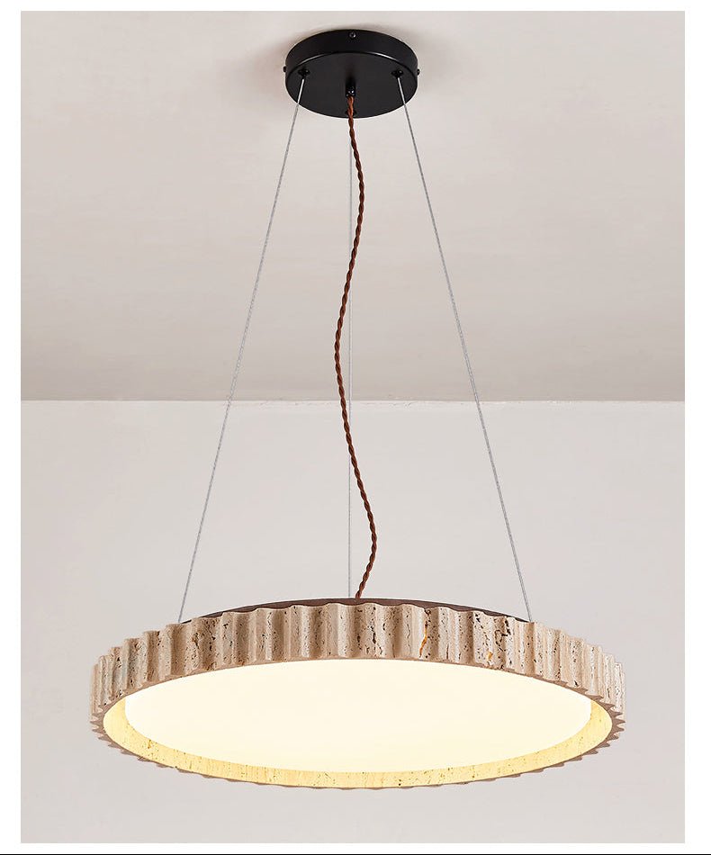 Suspension moderne Marsden en Travertin jaune et blanc