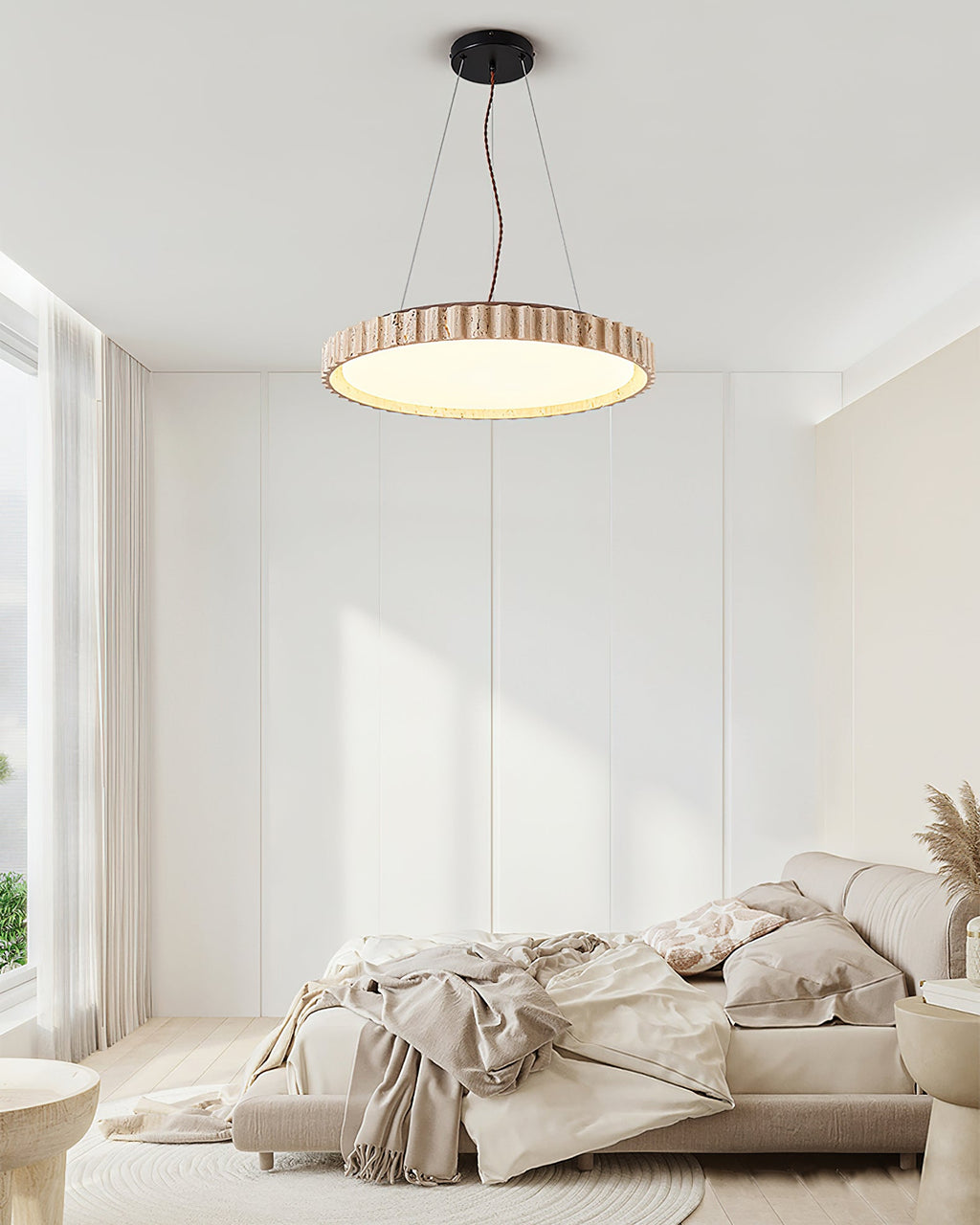 Suspension moderne Marsden en Travertin jaune et blanc
