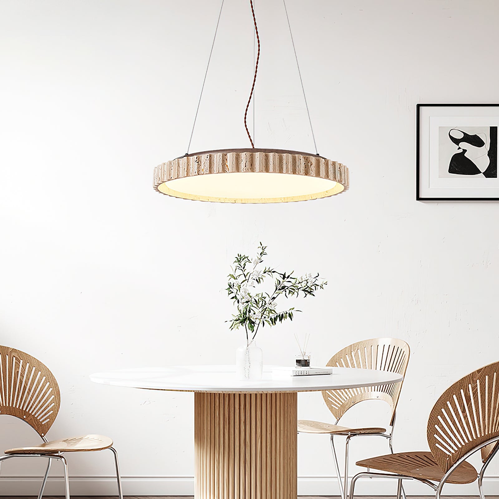 Suspension moderne Marsden en Travertin jaune et blanc