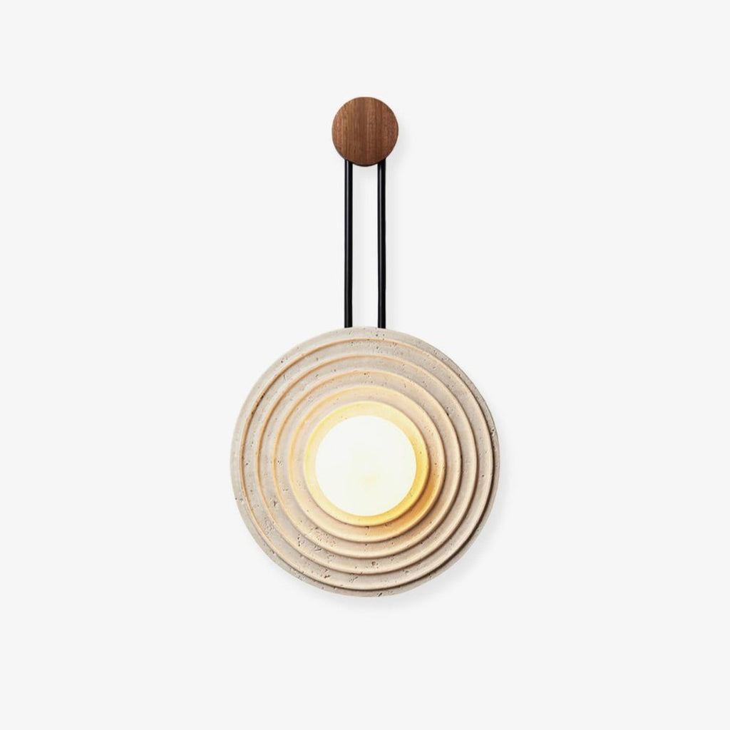 Applique murale moderne Crosby en Travertin Foncé noyer et beige