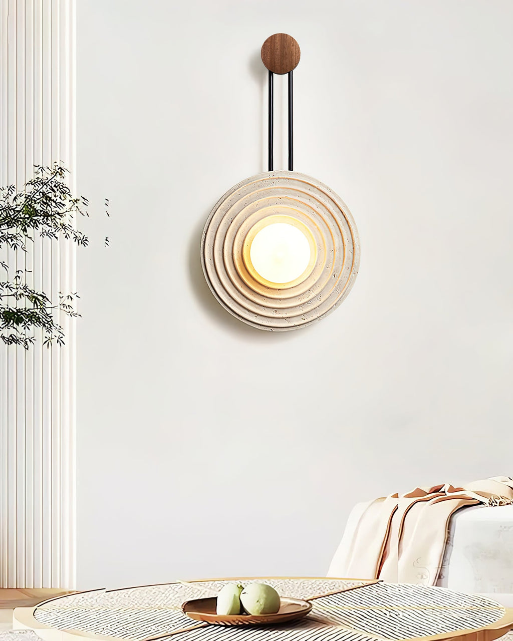 Applique murale moderne Crosby en Travertin Bois et beige