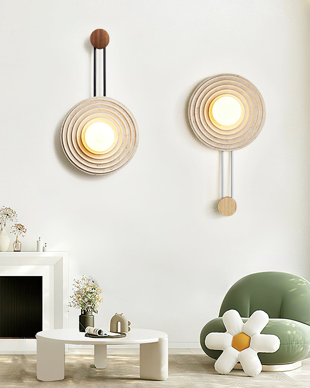 Applique murale moderne Crosby en Travertin Foncé noyer et beige