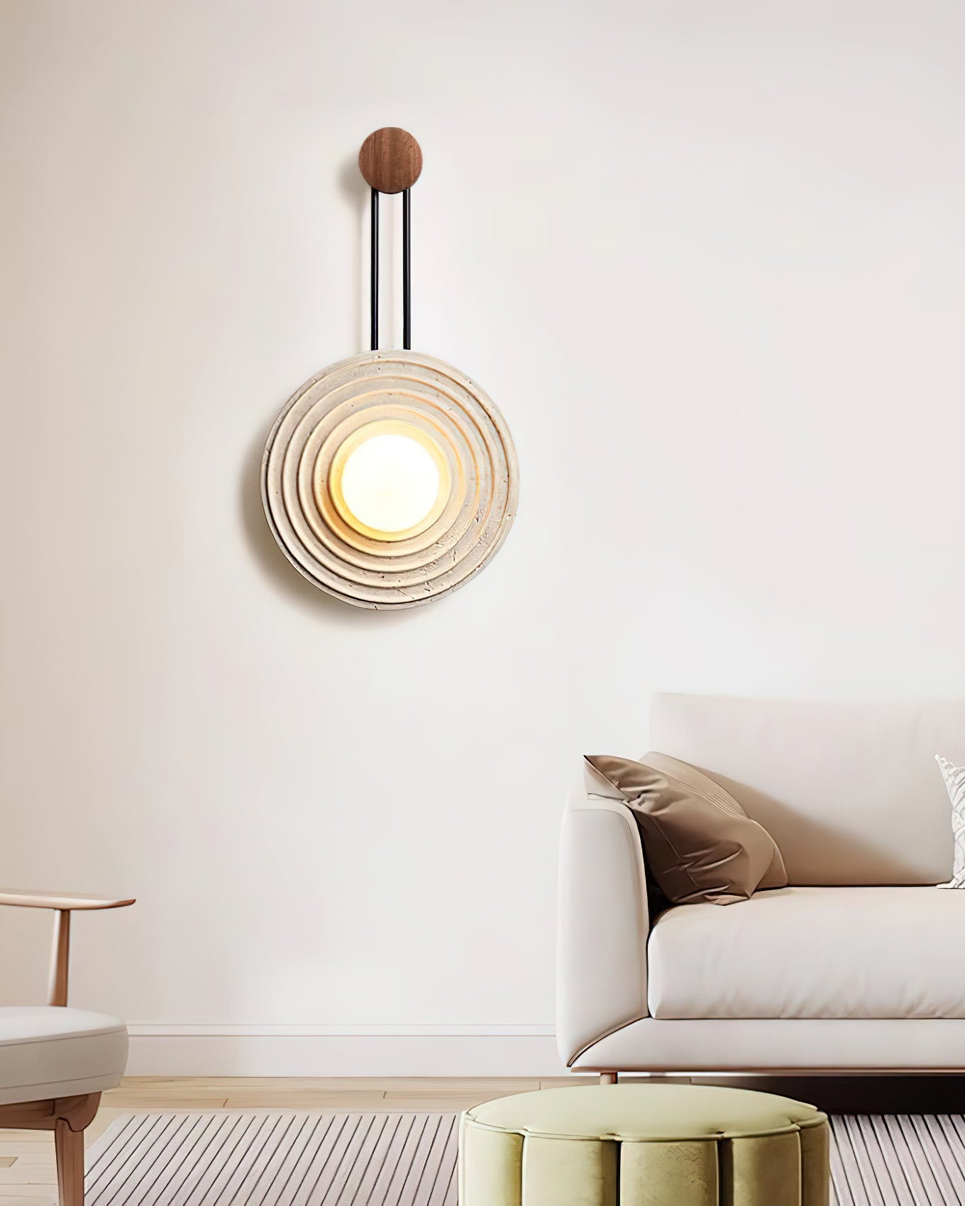Applique murale moderne Crosby en Travertin Bois et beige