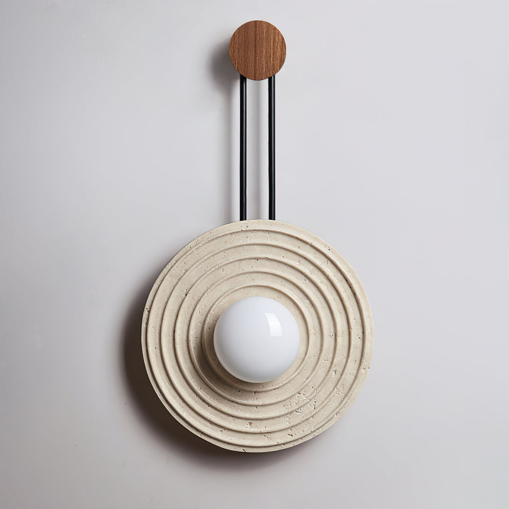 Applique murale moderne Crosby en Travertin Foncé noyer et beige