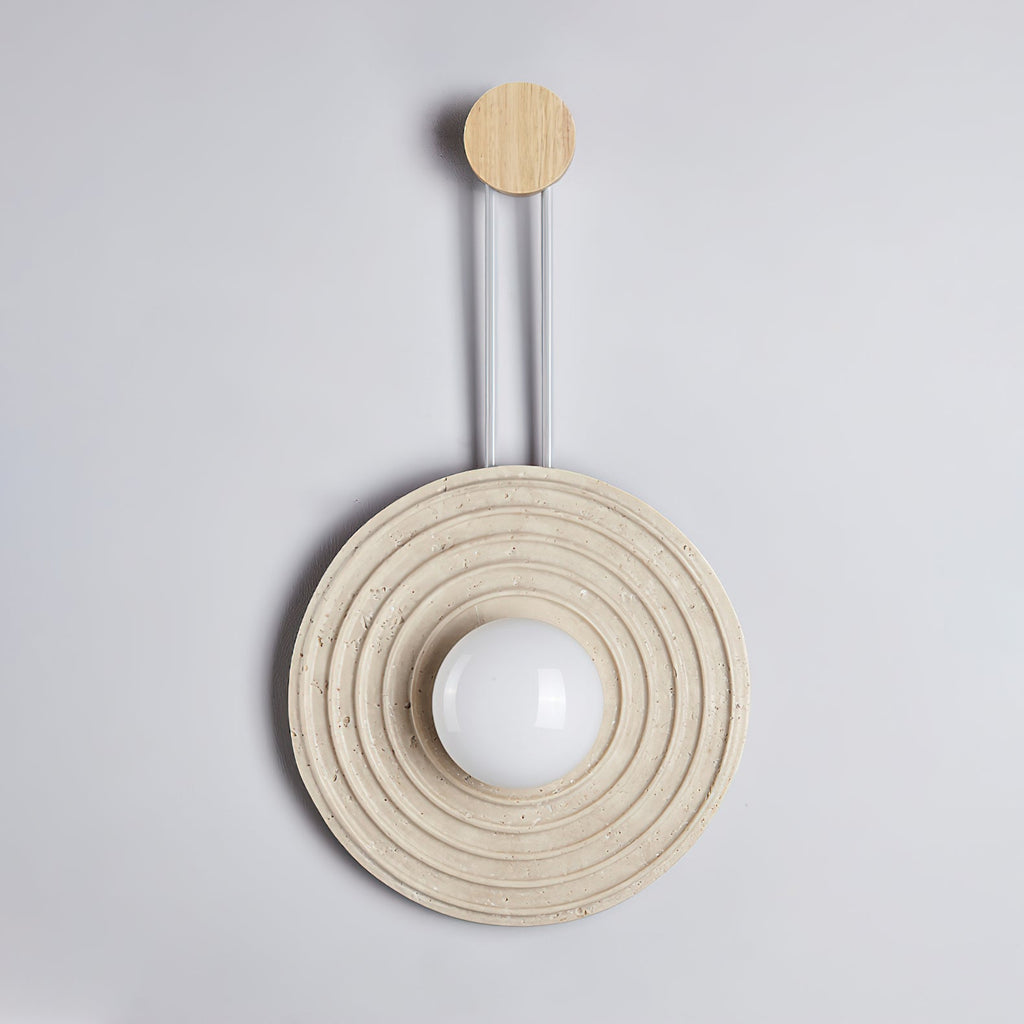 Applique murale moderne Crosby en Travertin Foncé noyer et beige