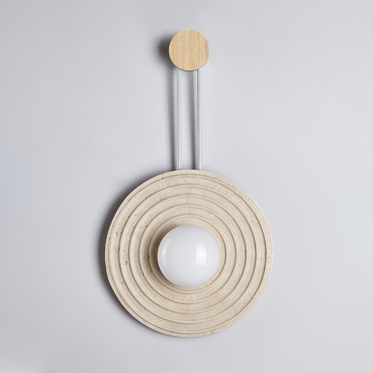 Applique murale moderne Crosby en Travertin Foncé noyer et beige