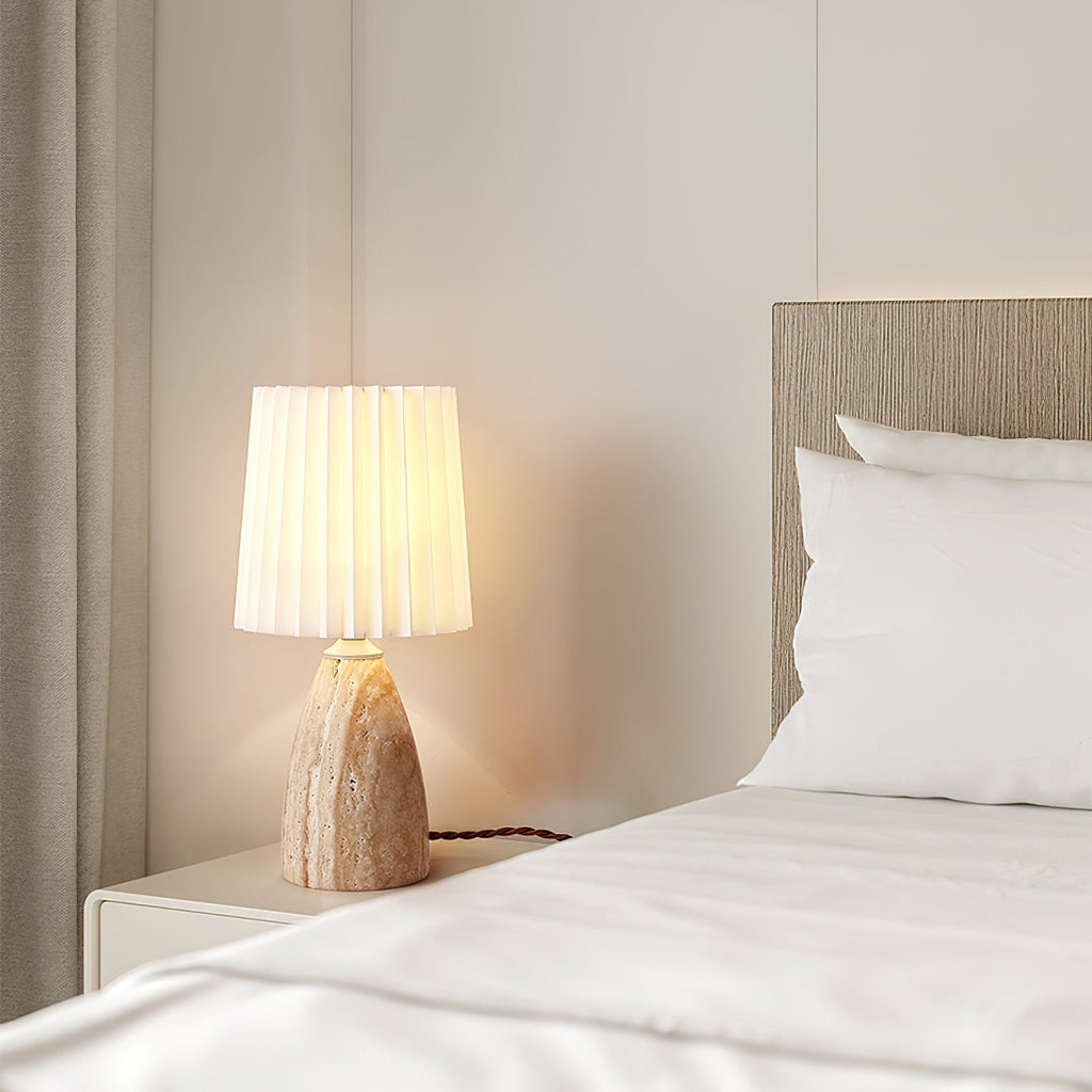 Lampe à poser moderne Lark en Travertin jaune et blanc