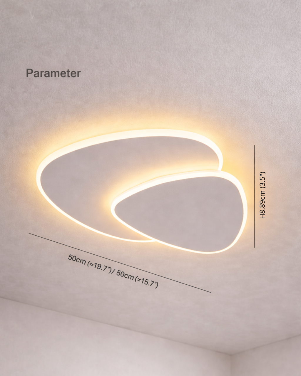 Plafonnier LED Triangle Kuma en Métal et Acrylique Blanc