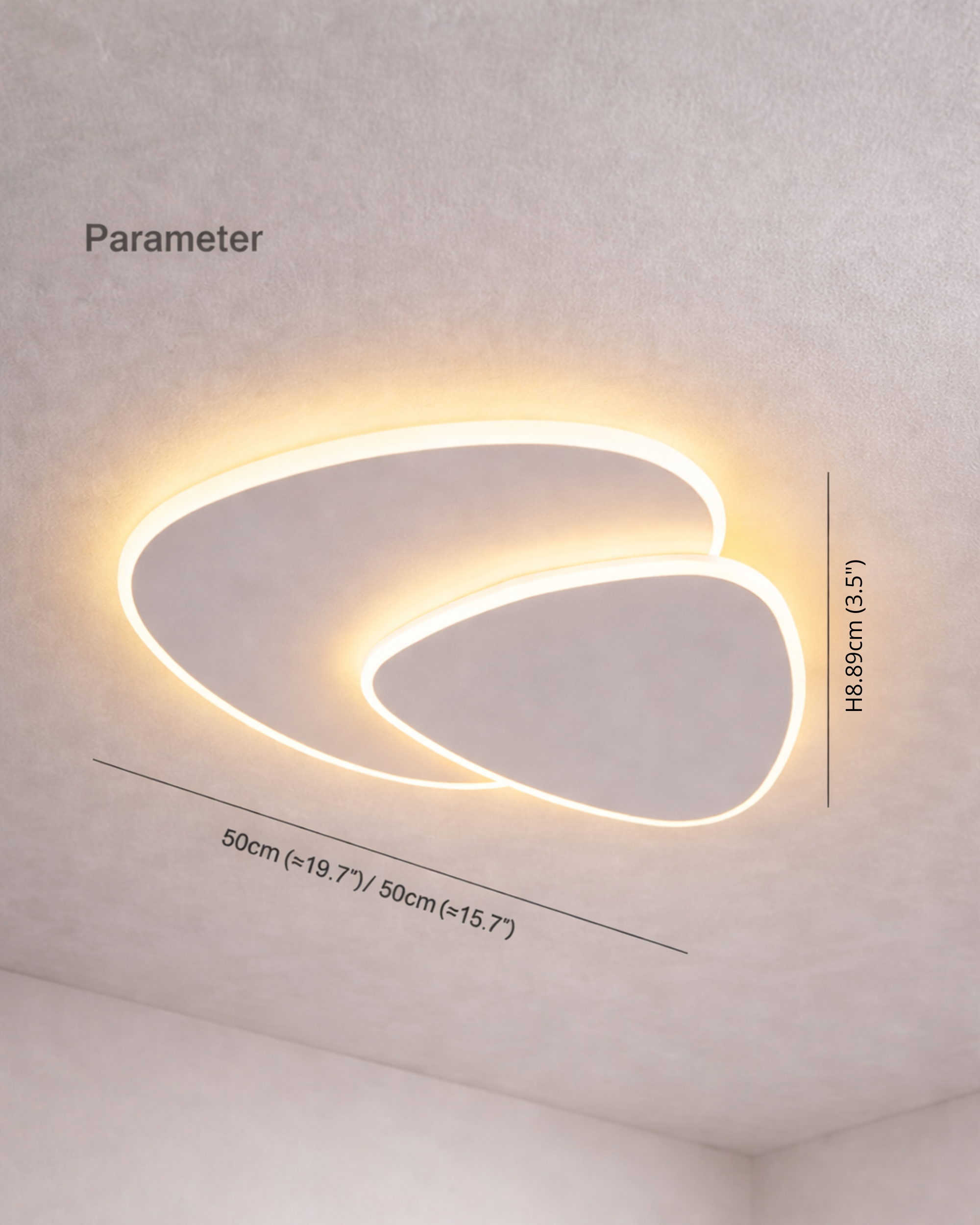 Plafonnier LED Triangle Kuma en Métal et Acrylique Blanc