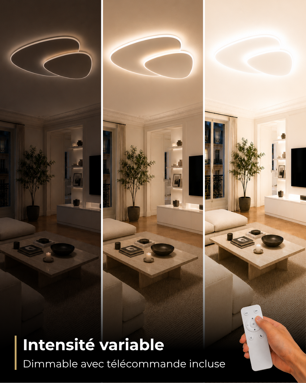 Plafonnier LED Triangle Kuma en Métal et Acrylique Blanc