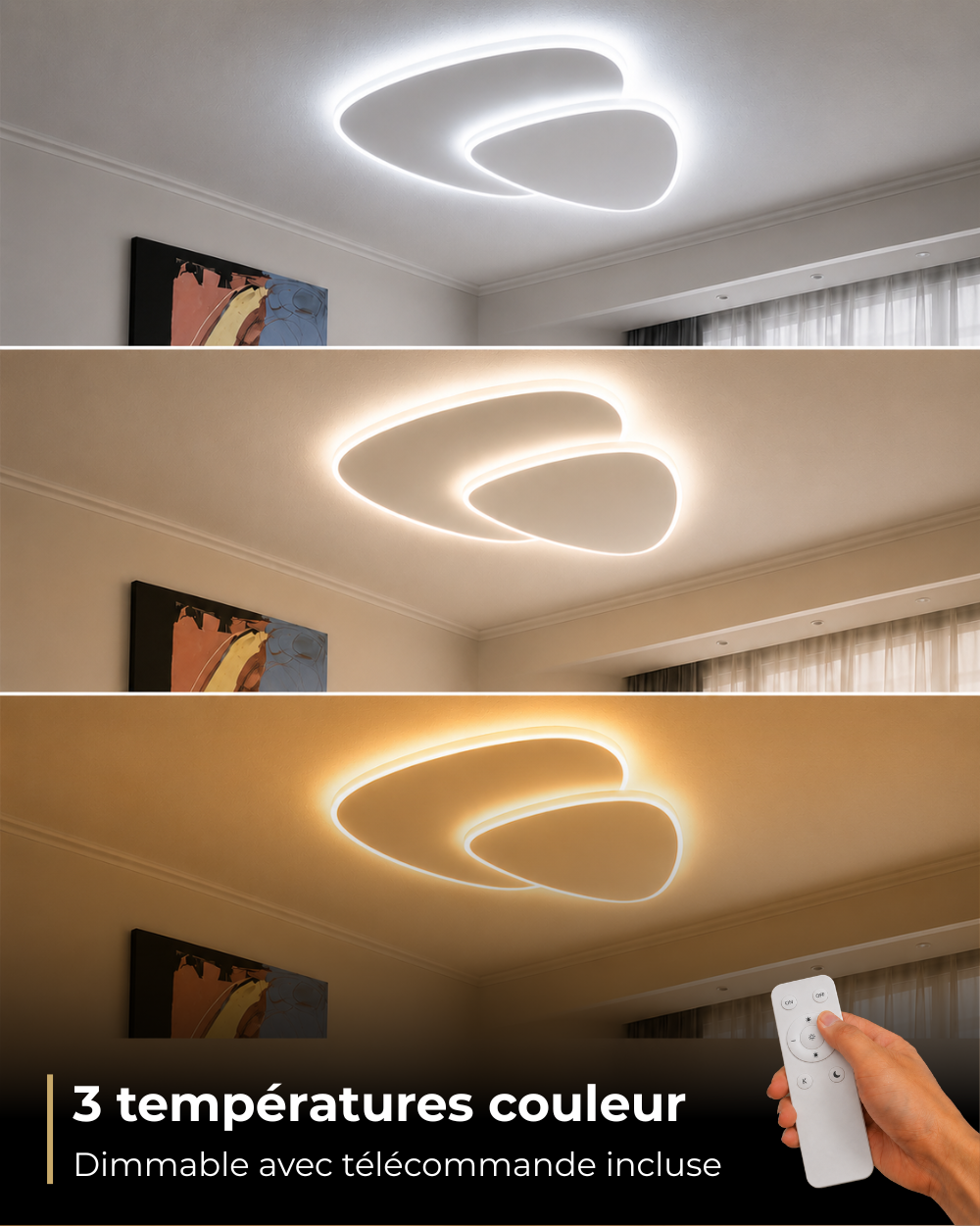 Plafonnier LED Triangle Kuma en Métal et Acrylique Blanc