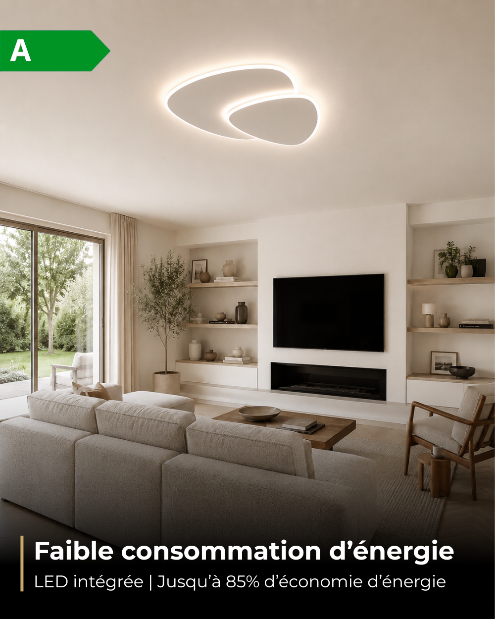 Plafonnier LED Triangle Kuma en Métal et Acrylique Blanc