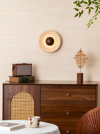 Applique murale moderne Radley en Noyer et travertin jaune